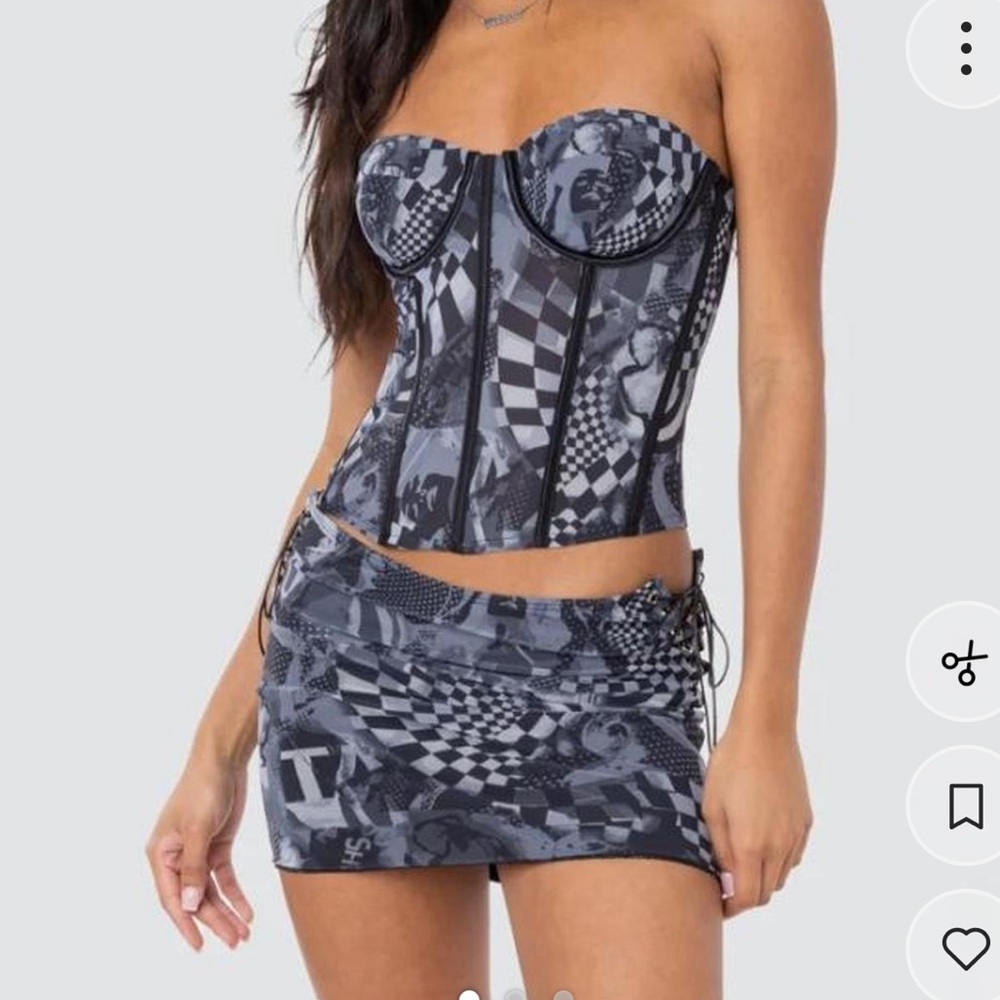 Edikted Black and Gray Patterned set (top S and skirt M)